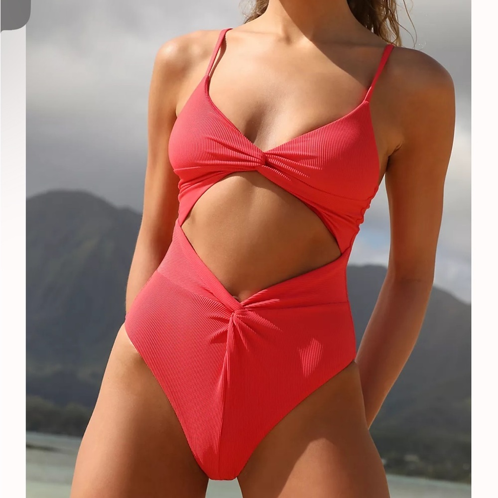 NWOT beach riot x free people aviva hibiscus peach xs ribbed - Picture 3 of 10